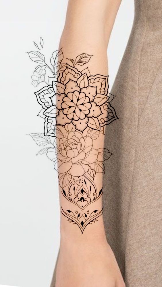 Hình xăm hoa mandala nghệ thuật đơn giản Hình xăm hoa mandala nghệ thuật đơn giản