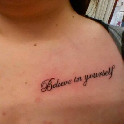 Một hình xăm chữ cực đẹp có chữ hãy tin vào chính mình xăm chữ believe in yourself cực đẹp
