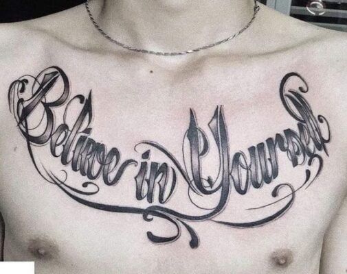 Thiết kế hình xăm cực hot tin vào chính mình mẫu hình xăm chữ believe in yourself cực hot