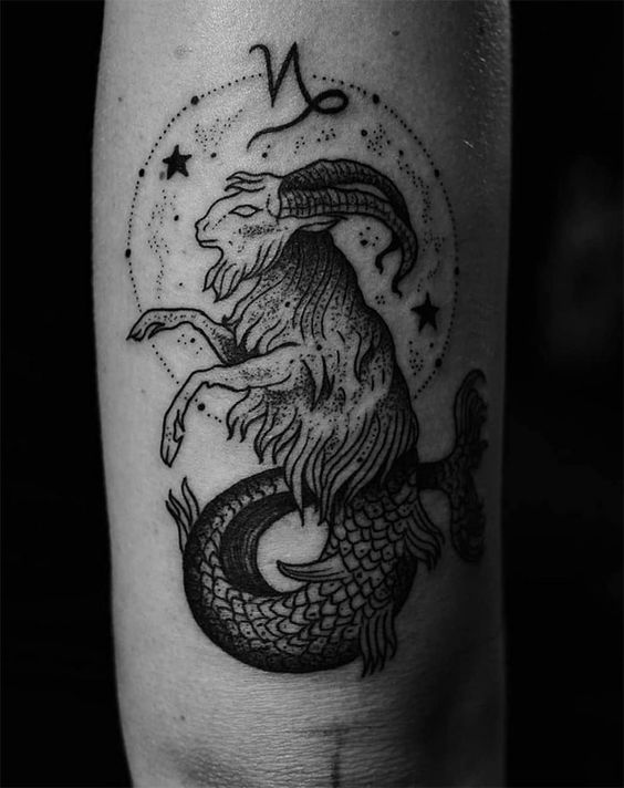 hình xăm biểu tượng dê biển và cung ma kết trên đùi 99 hình xăm cung ma kết đẹp và ý nghĩa mang phong thủy tốt - Genztattoo