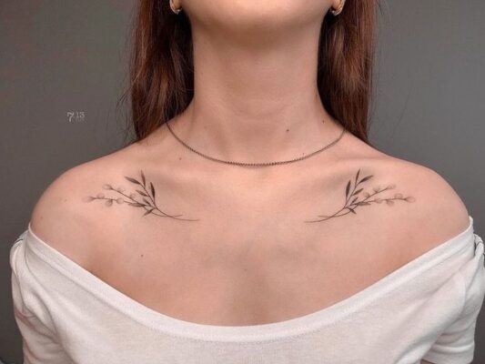 Hình xăm hoa đối xứng ở xương quai xanh Gợi ý các vị trí xăm đẹp cho nữ, hơn 200 mẫu để lựa chọn - Genztattoo