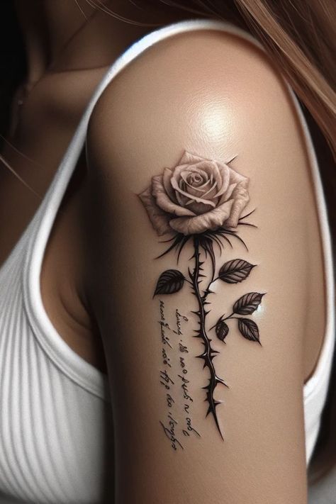 tatto hoa hồng trên bắp tay đẹp