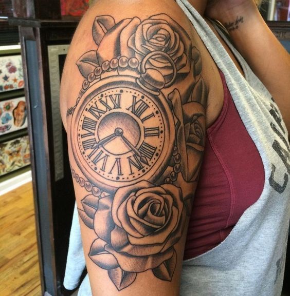 tatto đồng hồ và hoa siêu đẹp mắt