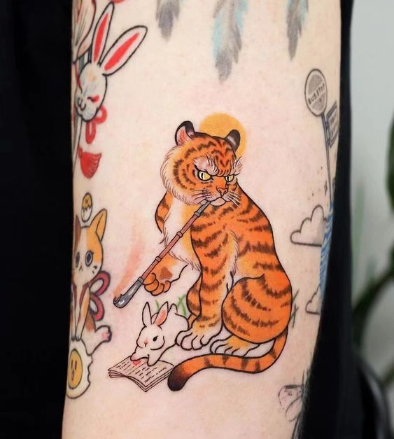 Một hình xăm mini cực sáng dành cho người lớn tattoo mini tuổi dần cực sinh động
