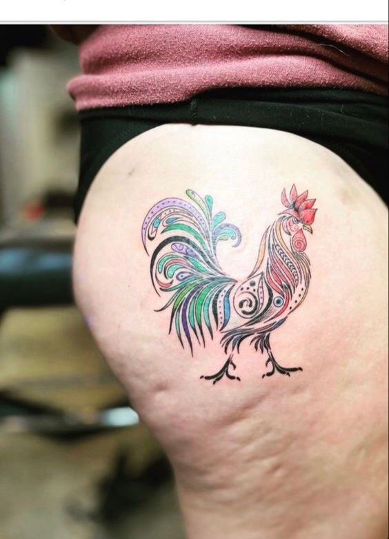 Hình xăm mini chi tiết ở hông tattoo mini tuổi dần ở mông chi tiết