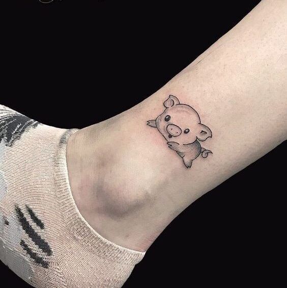 Hình xăm heo mini cực đẹp tattoo tuỏi hợi mini cực đẹp