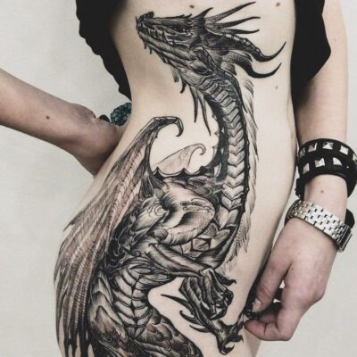 hình xăm rồng hùng mạnh ở bên cạnh Top 888+ hình xăm bên hông siêu cuốn hút - Genztattoo