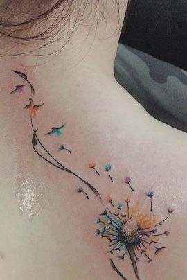 mẫu tattoo bồ công anh nổi bật ở lưng