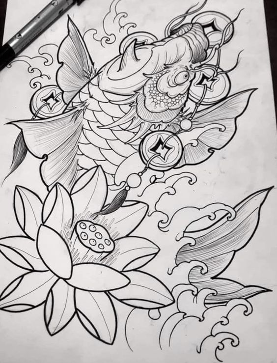 Top 99+ mẫu hình xăm cá chép ngậm đồng tiền đẹp - Genztattoo