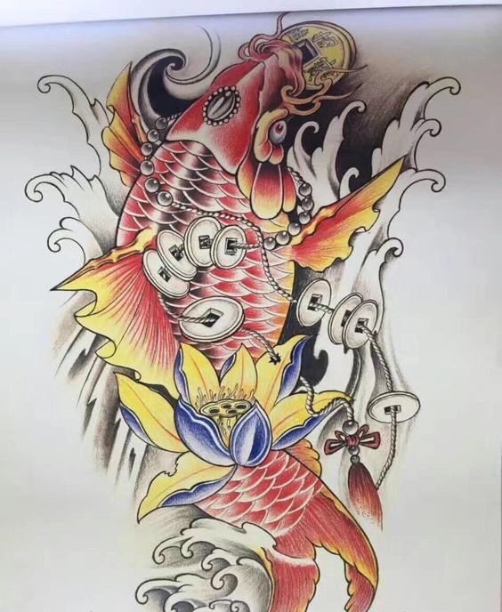Top 99+ mẫu hình xăm cá chép ngậm đồng tiền đẹp - Genztattoo
