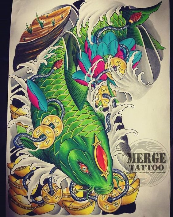 Top 99+ mẫu hình xăm cá chép ngậm đồng tiền đẹp - Genztattoo