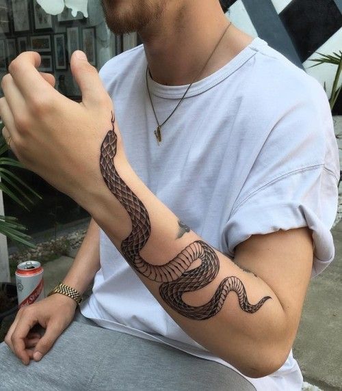 Thiết kế hình xăm con rắn quấn quanh cánh tay Top 400+ hình xăm cẳng tay cho nam nữ được chọn lọc - Genztattoo