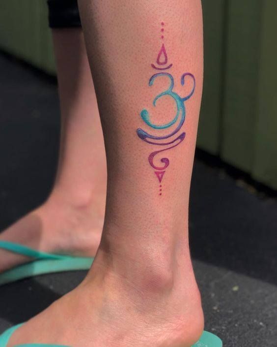 Một hình xăm tiếng Phạn phối màu cực đẹp tattoo chữ phạn pha màu siêu đẹp