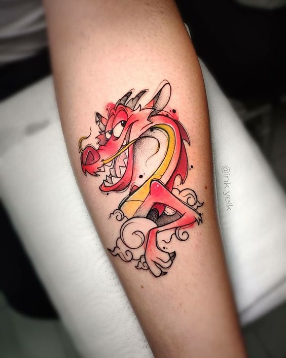 Hình xăm rồng Mushu trên cổ tay hình xăm rồng mushu ở cẳng tay chất