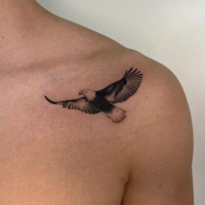 Phong cách xăm đại bàng mini thực tế trên vai kiểu tattoo đại bàng mini chân thực trên vai