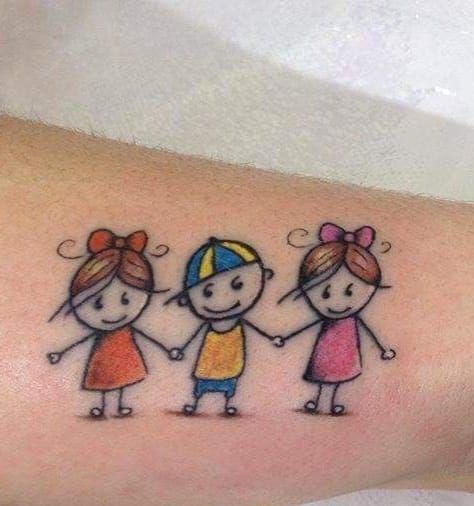 hình xăm ba đứa trẻ dễ thương