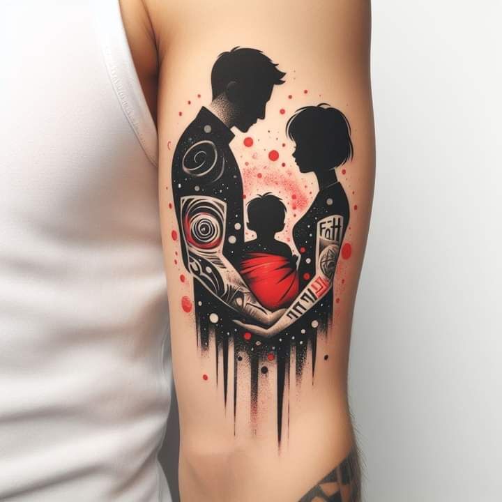 bóng hình gia đình ba người