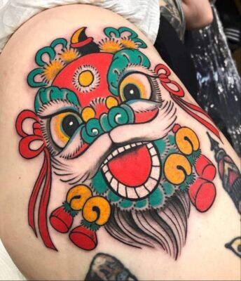 mẫu tattoo đầu lân cực đẹp mắt