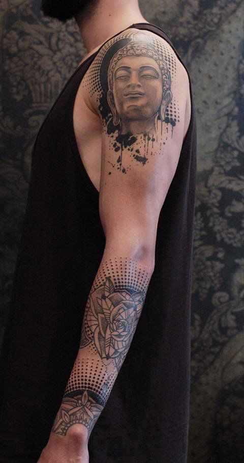 tattoo tượng Phật trang nghiêm cực đẹp