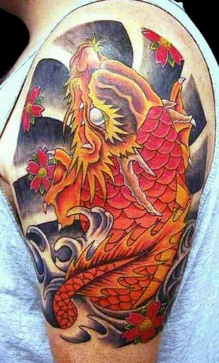 mẫu tattoo cá chép hóa rồng thiêng liêng