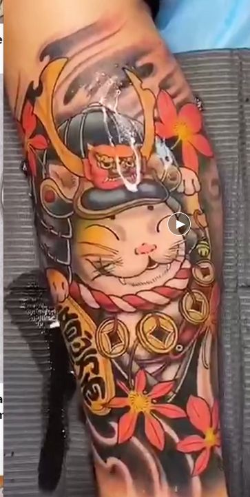150 hình xăm mèo thần tài samurai Thu hút tài lọc mạnh - Genztattoo