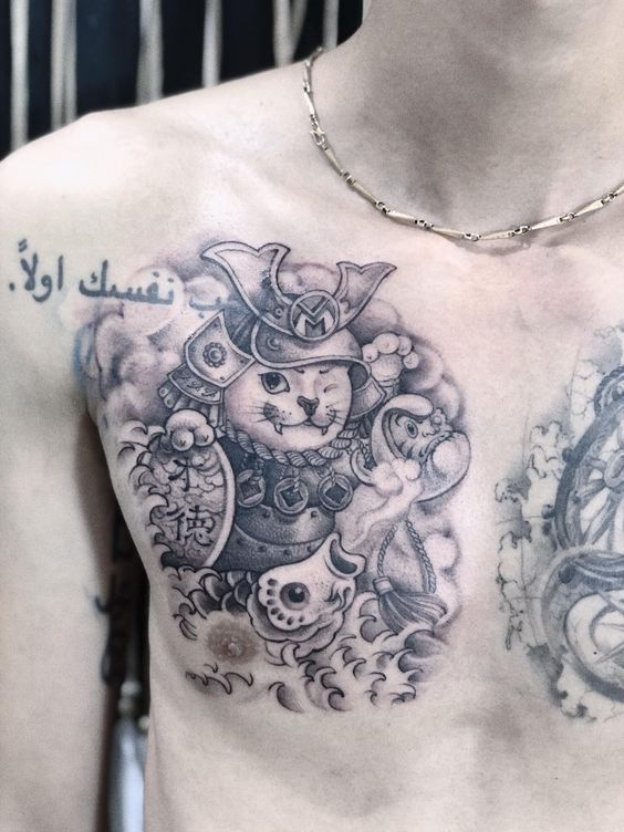 150 hình xăm mèo thần tài samurai Thu hút tài lọc mạnh - Genztattoo
