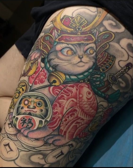 150 hình xăm mèo thần tài samurai Thu hút tài lọc mạnh - Genztattoo
