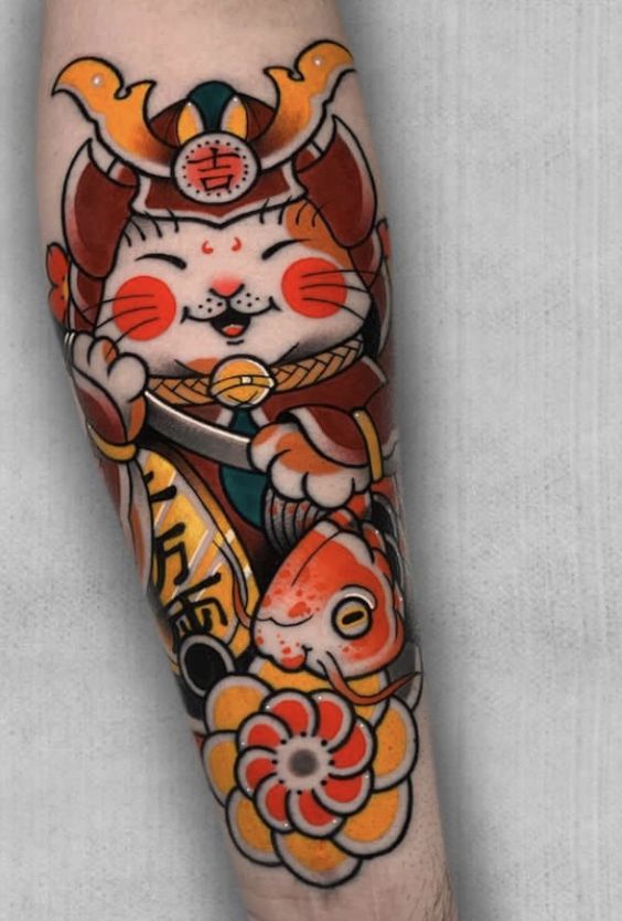 150 hình xăm mèo thần tài samurai Thu hút tài lọc mạnh - Genztattoo