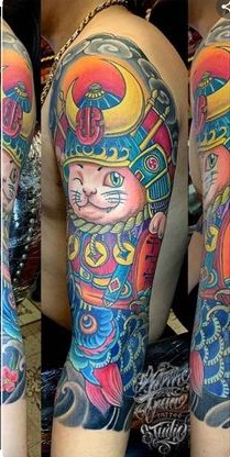 150 hình xăm mèo thần tài samurai Thu hút tài lọc mạnh - Genztattoo