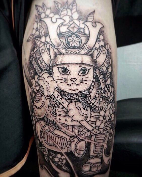 150 hình xăm mèo thần tài samurai Thu hút tài lọc mạnh - Genztattoo