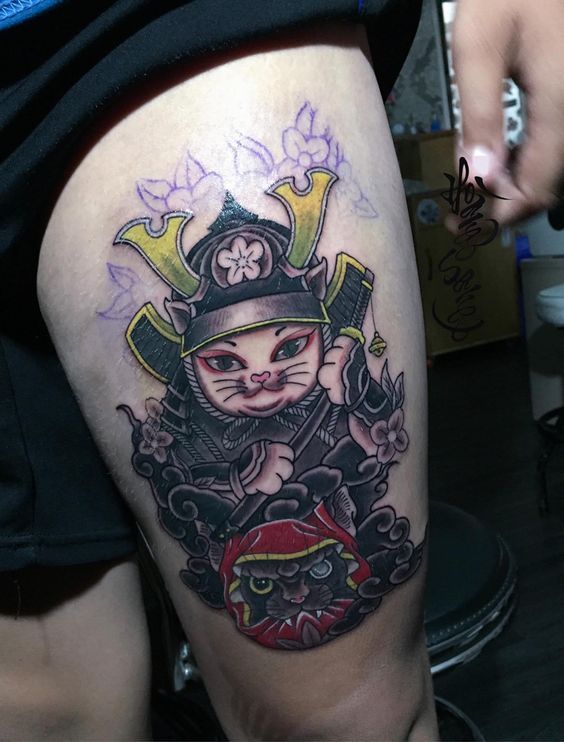 150 hình xăm mèo thần tài samurai Thu hút tài lọc mạnh - Genztattoo