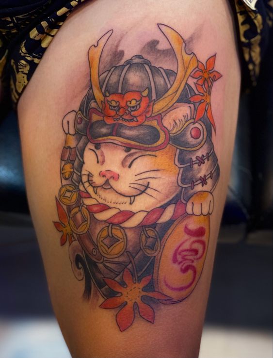 150 hình xăm mèo thần tài samurai Thu hút tài lọc mạnh - Genztattoo