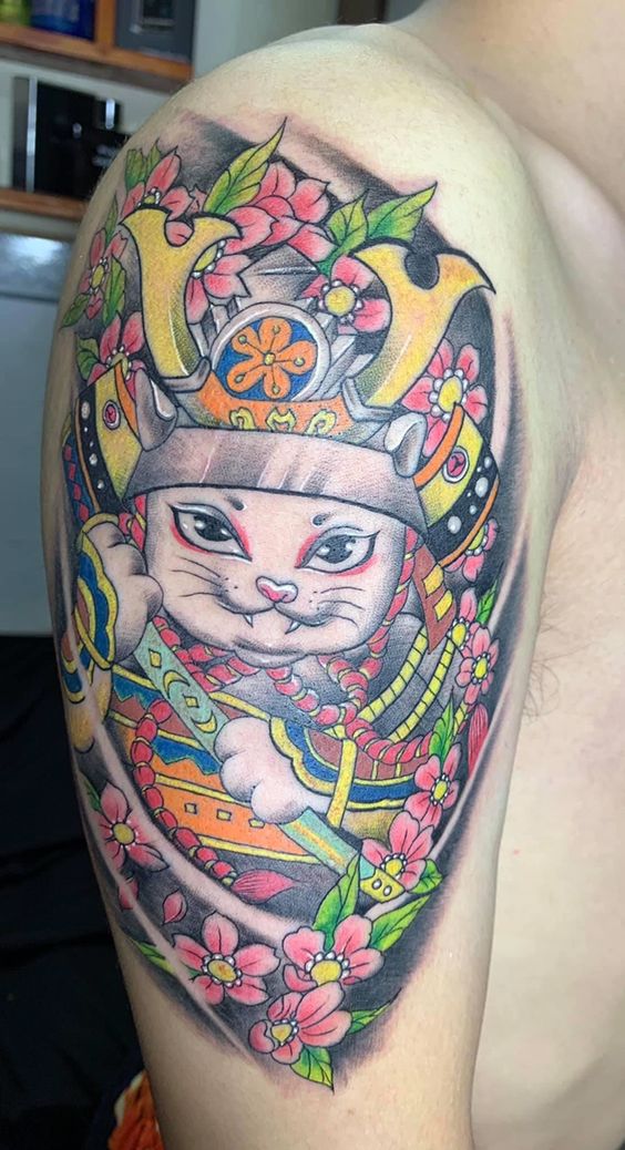 150 hình xăm mèo thần tài samurai Thu hút tài lọc mạnh - Genztattoo