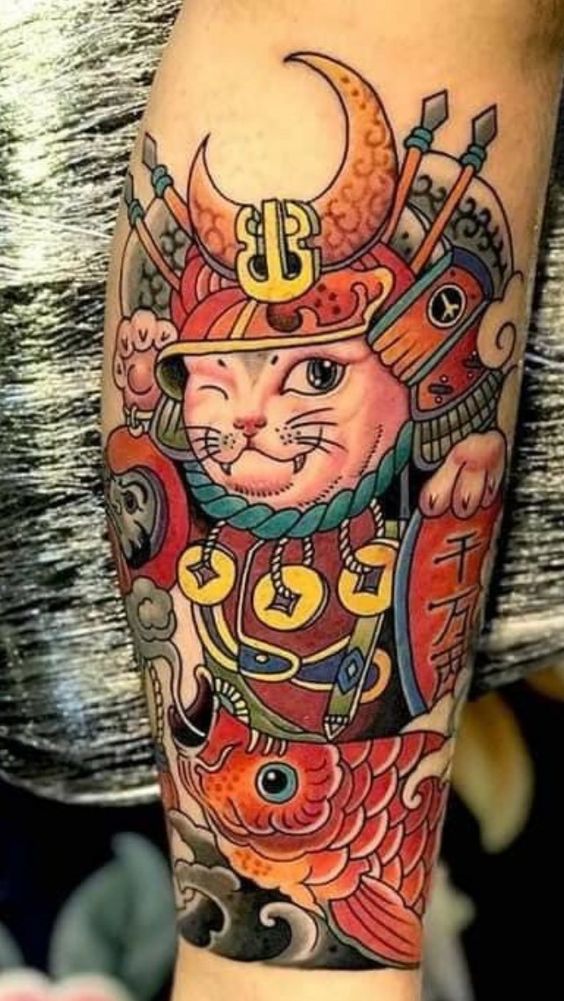 150 hình xăm mèo thần tài samurai Thu hút tài lọc mạnh - Genztattoo