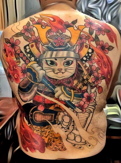 150 hình xăm mèo thần tài samurai Thu hút tài lọc mạnh - Genztattoo