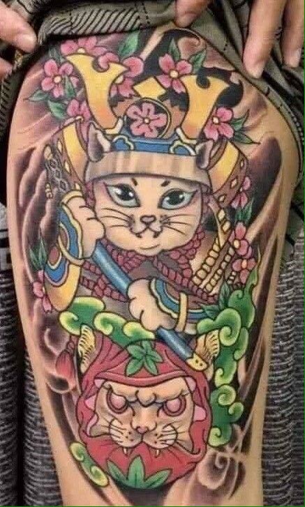 150 hình xăm mèo thần tài samurai Thu hút tài lọc mạnh - Genztattoo