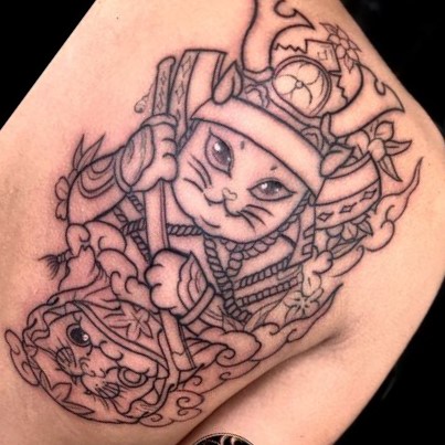 150 hình xăm mèo thần tài samurai Thu hút tài lọc mạnh - Genztattoo