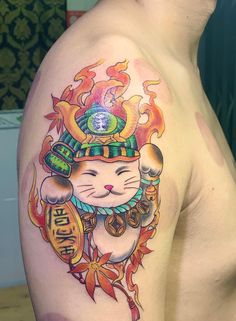 150 hình xăm mèo thần tài samurai Thu hút tài lọc mạnh - Genztattoo