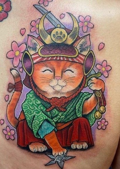 150 hình xăm mèo thần tài samurai Thu hút tài lọc mạnh - Genztattoo