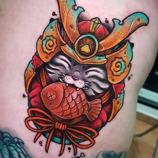 150 hình xăm mèo thần tài samurai Thu hút tài lọc mạnh - Genztattoo