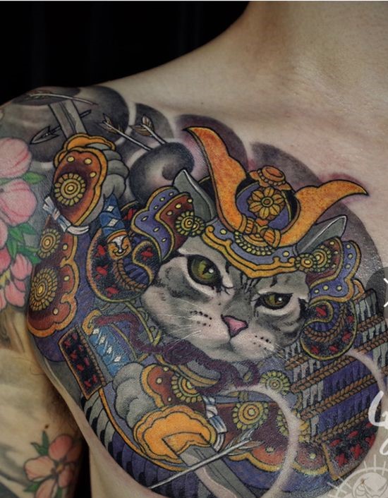 150 hình xăm mèo thần tài samurai Thu hút tài lọc mạnh - Genztattoo