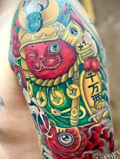 150 hình xăm mèo thần tài samurai Thu hút tài lọc mạnh - Genztattoo