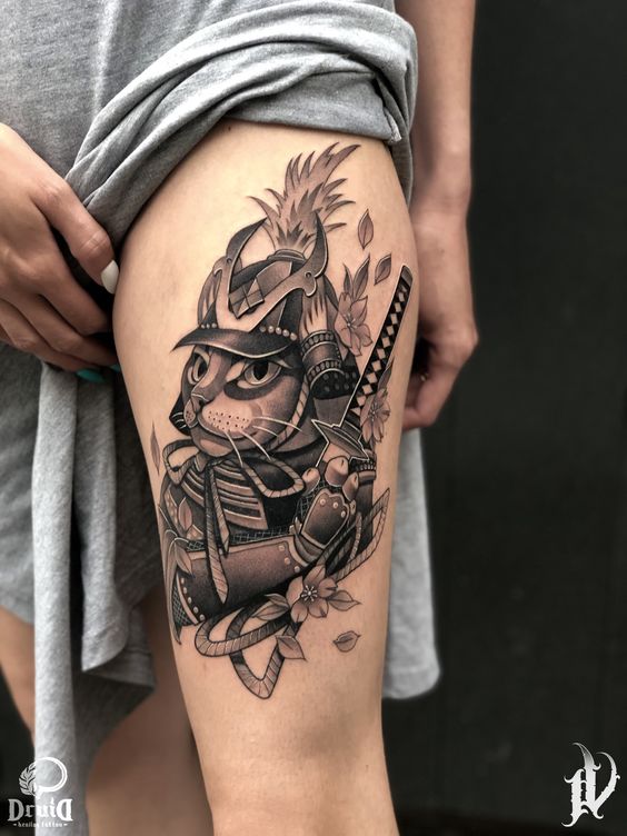150 hình xăm mèo thần tài samurai Thu hút tài lọc mạnh - Genztattoo