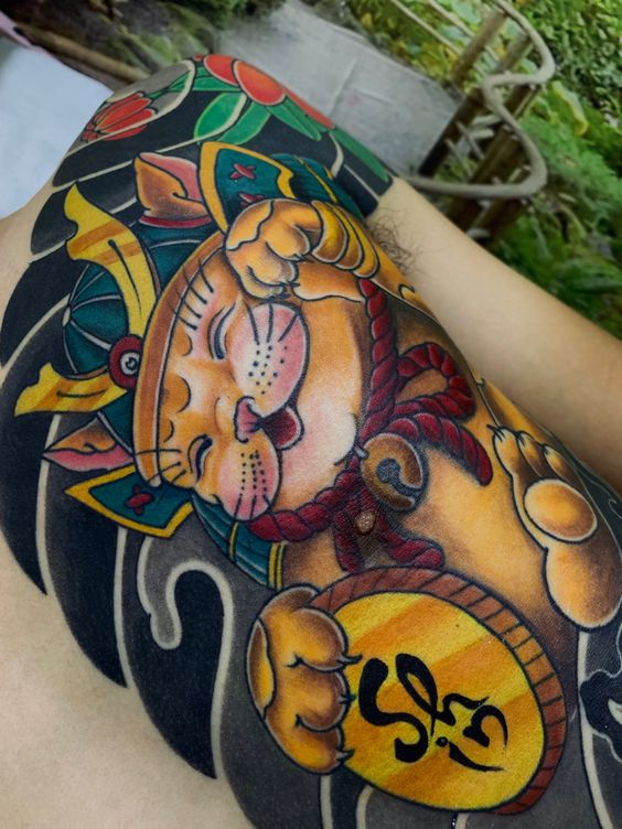 150 hình xăm mèo thần tài samurai Thu hút tài lọc mạnh - Genztattoo