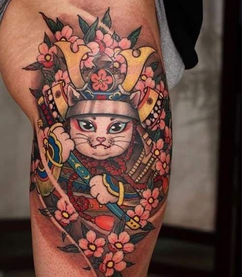 150 hình xăm mèo thần tài samurai Thu hút tài lọc mạnh - Genztattoo