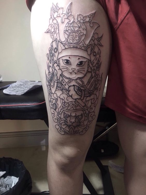 150 hình xăm mèo thần tài samurai Thu hút tài lọc mạnh - Genztattoo