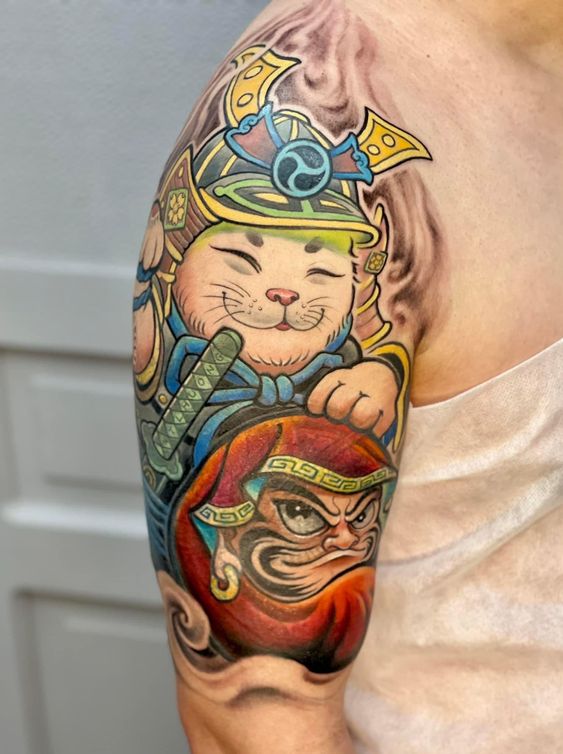 150 hình xăm mèo thần tài samurai Thu hút tài lọc mạnh - Genztattoo