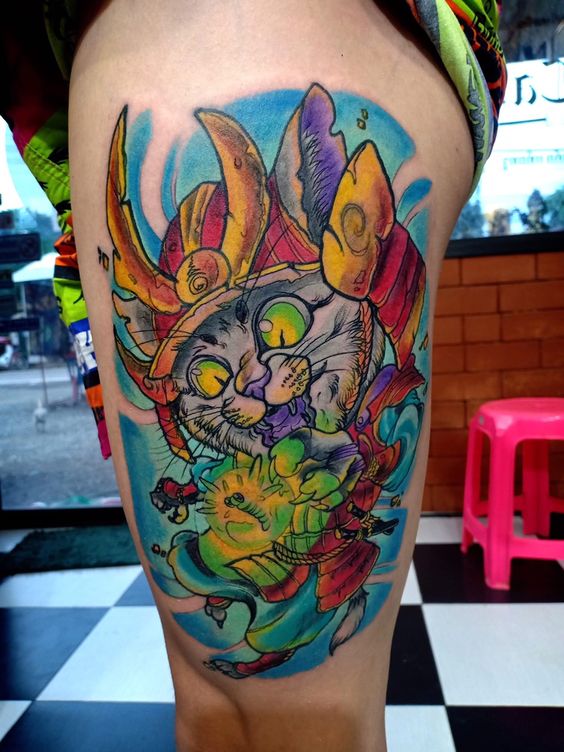 150 hình xăm mèo thần tài samurai Thu hút tài lọc mạnh - Genztattoo