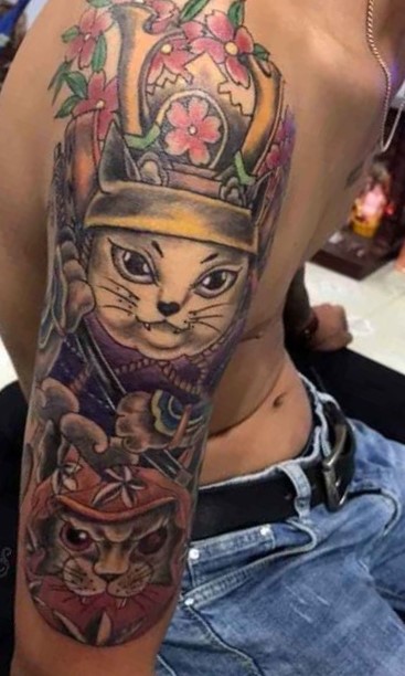 150 hình xăm mèo thần tài samurai Thu hút tài lọc mạnh - Genztattoo