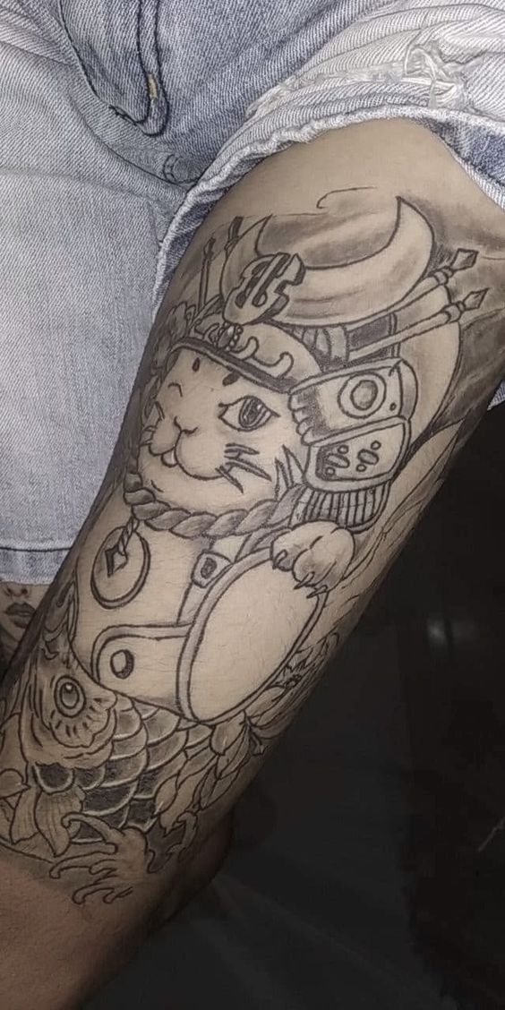 150 hình xăm mèo thần tài samurai Thu hút tài lọc mạnh - Genztattoo